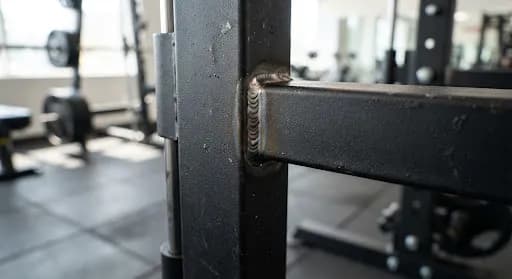Close-up of Zion Fitness heavy duty steel weld joint