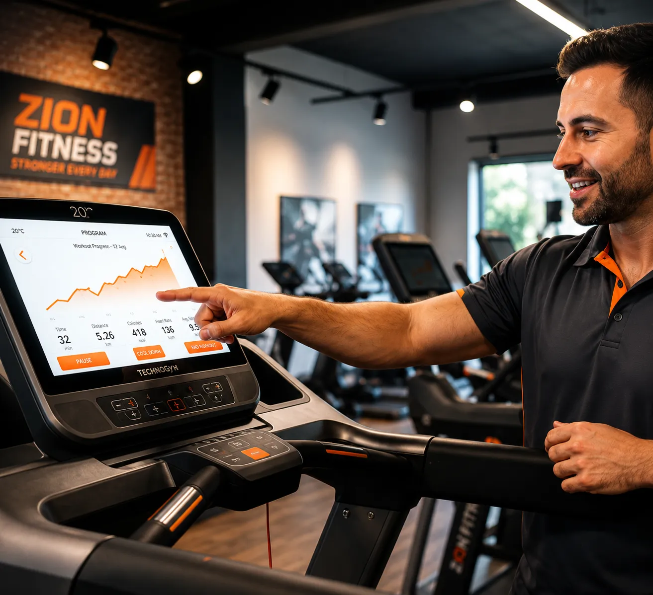 Zion Fitness expert guiding a customer on equipment